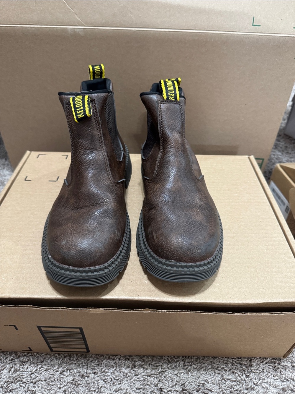 Brown Leather Work Boots - Men
